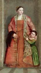 Porträt der Gräfin Livia da Porto Thiene und ihrer Tochter Portia, ca. 1551